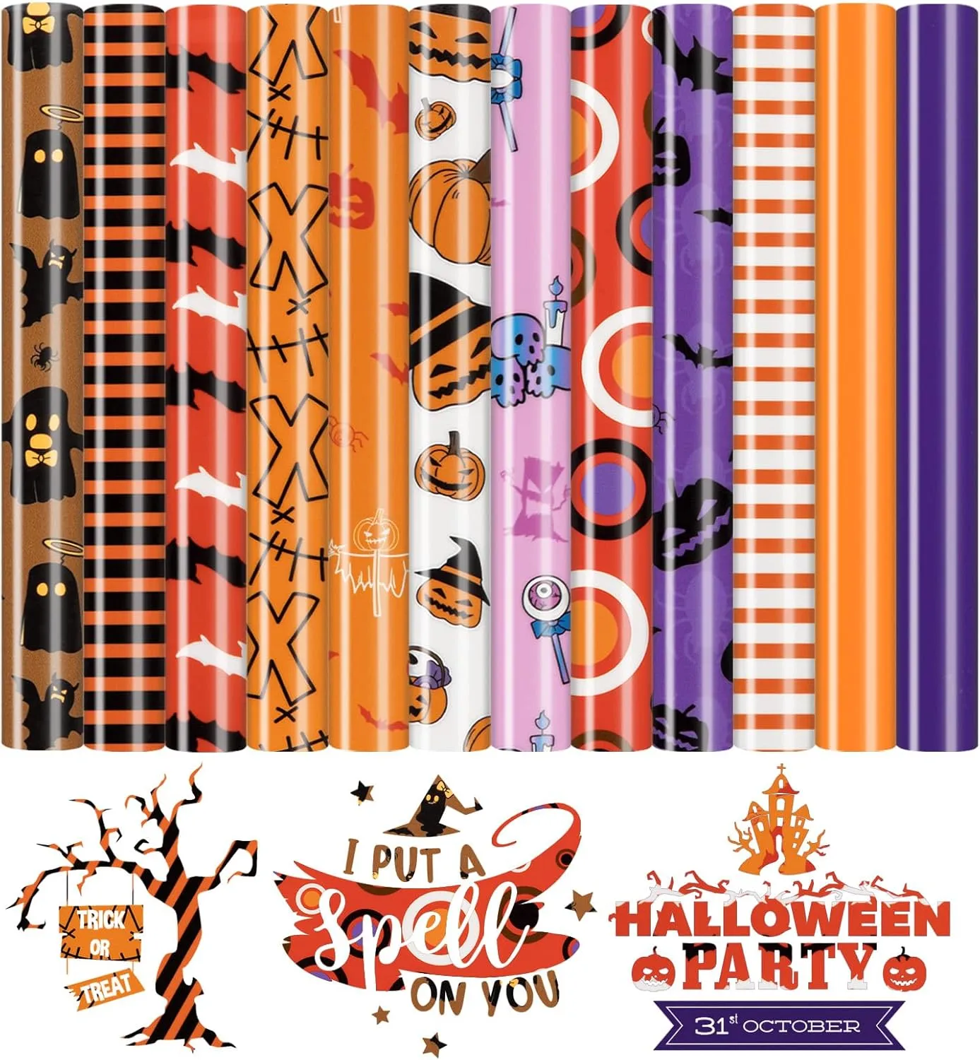 Halloween Patterned HTV Heat Transfer Vinyl - 12x10" 13 Sheets