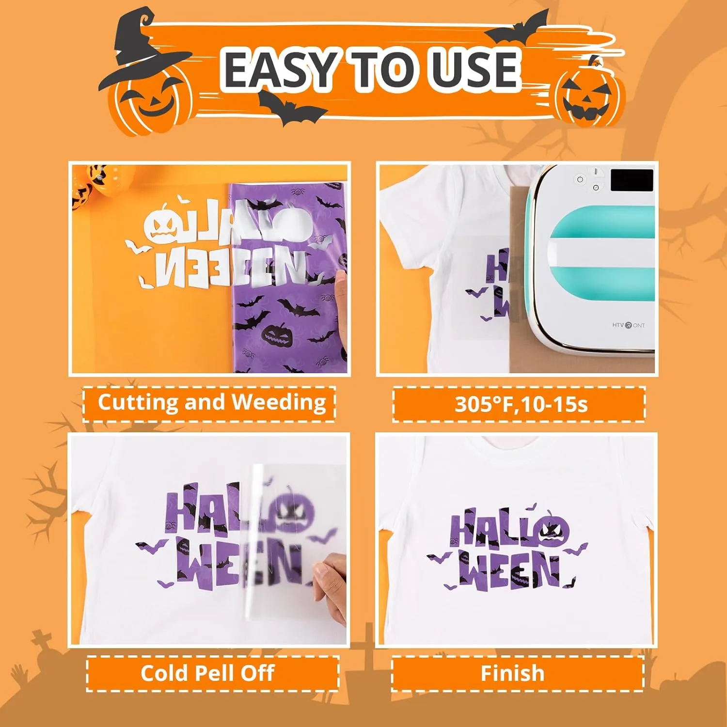 Halloween Patterned HTV Heat Transfer Vinyl - 12x10" 13 Sheets