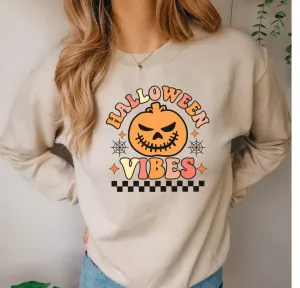 Halloween Pumpkin  vibes, Cute Pumpkin Shirt, Retro Halloween Shirt, Halloween Sweatshirt, retro pumpkin, Halloween Costumes, groovy pumpkin