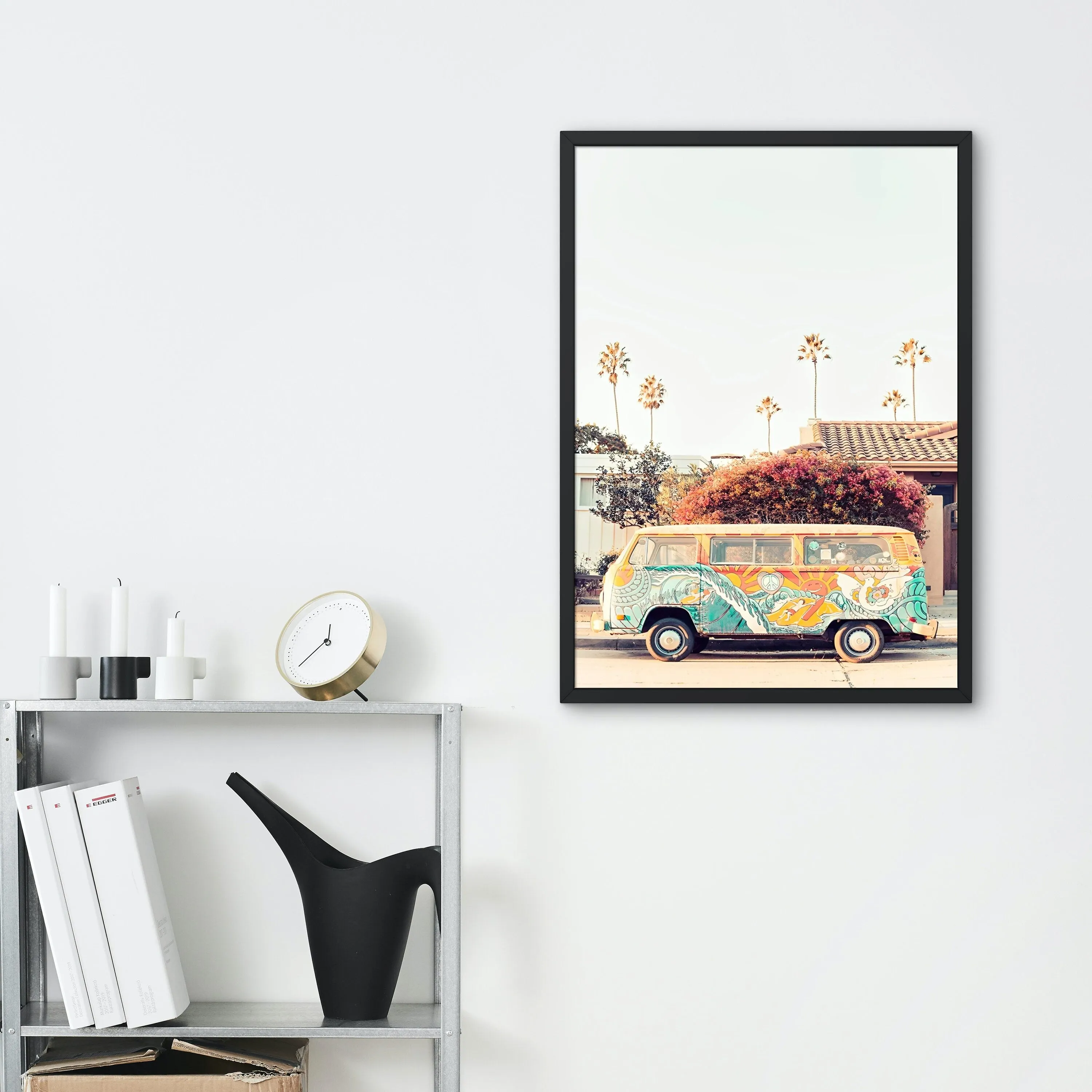 Hippie Van Photography PRINTABLE ART, Flower Power Décor, California Beach Print, Beach Van, Pastel Wall Prints, Hippie Decor