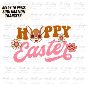 Hoppy Easter Bunny Retro Ready To Press Sublimation Transfer