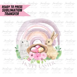 Hoppy Easter Watercolor Bunny Ready To Press Sublimation Transfer