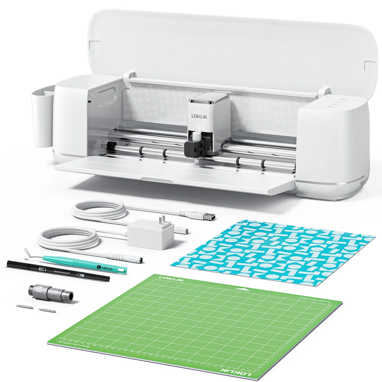 [iCraft & Heat Press Bundle Ⅱ] LOKLiK iCraft™ Cutting Machine   Auto2 Heat Press 15"x15"   Mini Heat Press   Accessories Bundle(20 rolls HTV, 36 sheets HTV, essential tools)