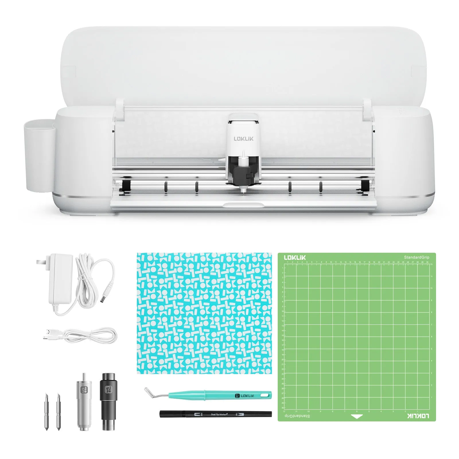 [iCraft & Heat Press Bundle Ⅱ] LOKLiK iCraft™ Cutting Machine   Auto2 Heat Press 15"x15"   Mini Heat Press   Accessories Bundle(20 rolls HTV, 36 sheets HTV, essential tools)