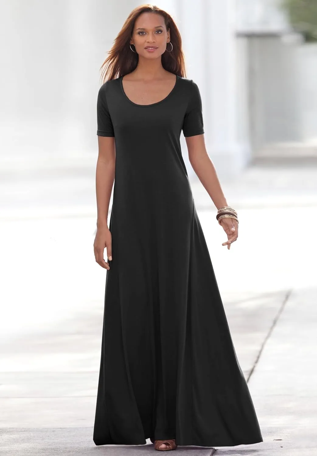 Jessica London Women's Plus Size T-Shirt Casual Short Sleeve Maxi Dress