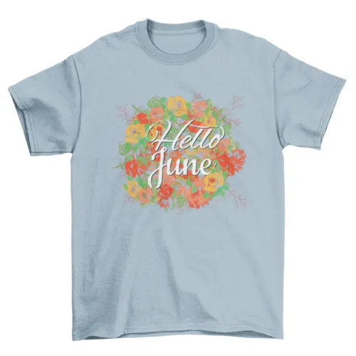 June typography poster flower t-shirt design