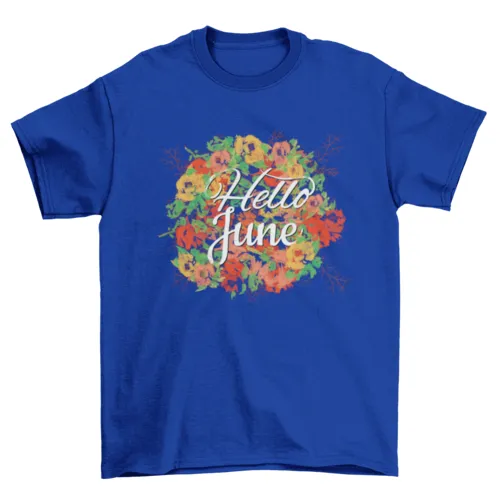 June typography poster flower t-shirt design