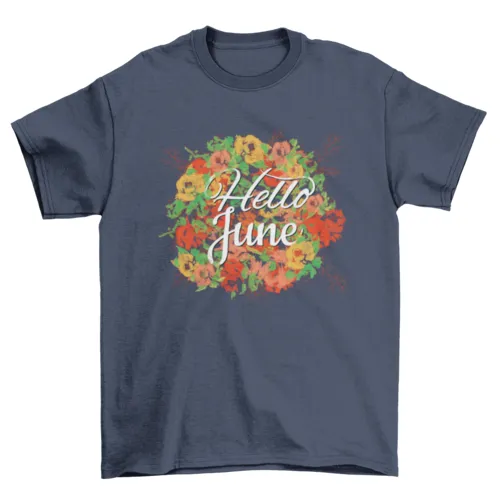 June typography poster flower t-shirt design