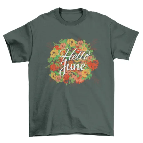 June typography poster flower t-shirt design