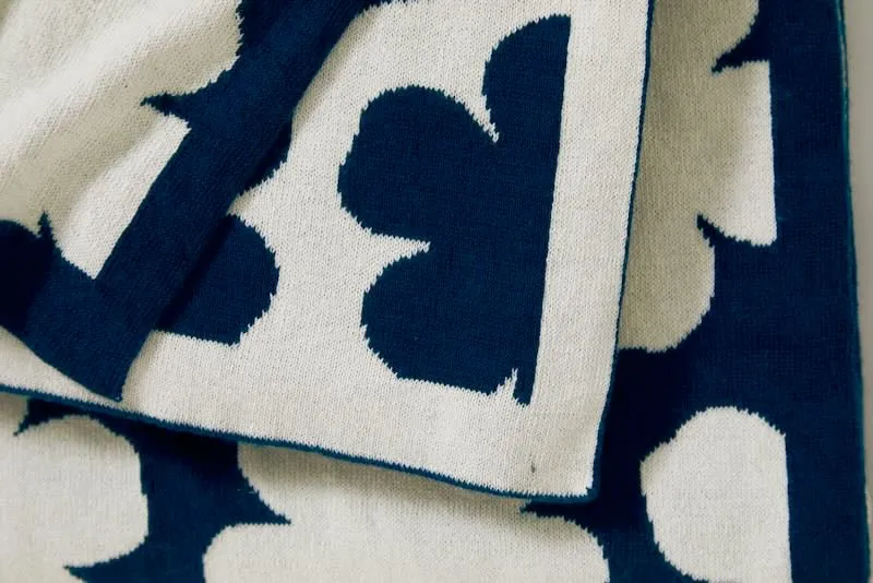 K Hanadot Navy Throw Blanket by Kenzo Paris