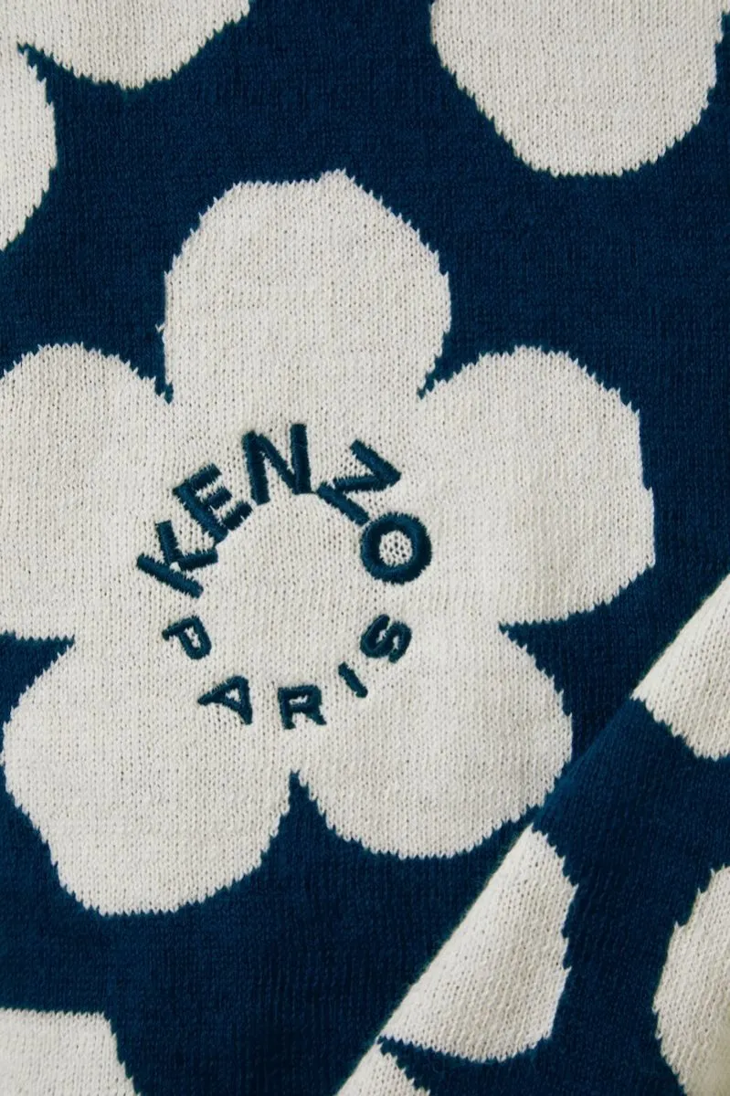 K Hanadot Navy Throw Blanket by Kenzo Paris
