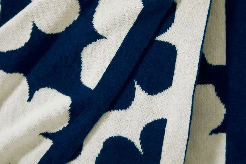 K Hanadot Navy Throw Blanket by Kenzo Paris