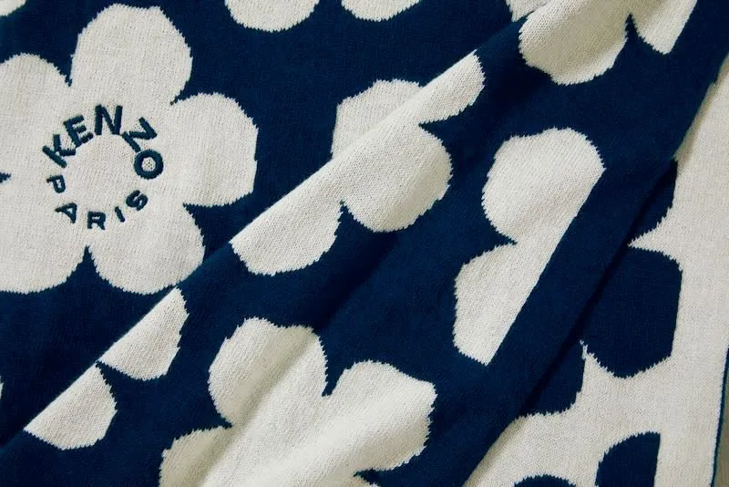 K Hanadot Navy Throw Blanket by Kenzo Paris