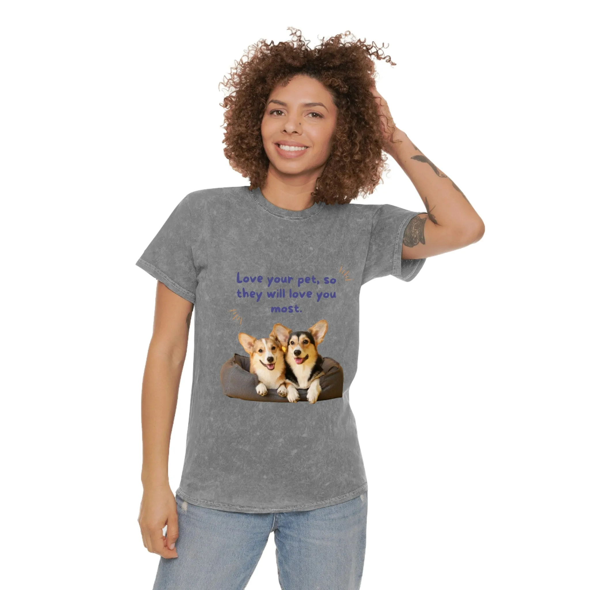 Love your pet so they will love you most dog POD Unisex Mineral Wash T-Shirt