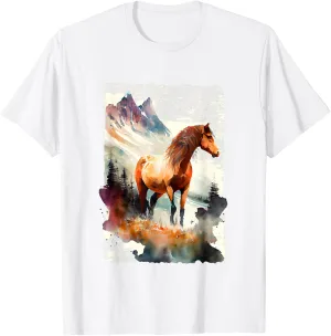 Majestic Horse In Mountain Landscape T-Shirt