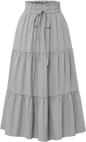 Maxi Skirts for Women 2025 Floral Boho Comfy Tiered Elastic High Waisted Vacation A-Line Flowy Swing Long Skirt