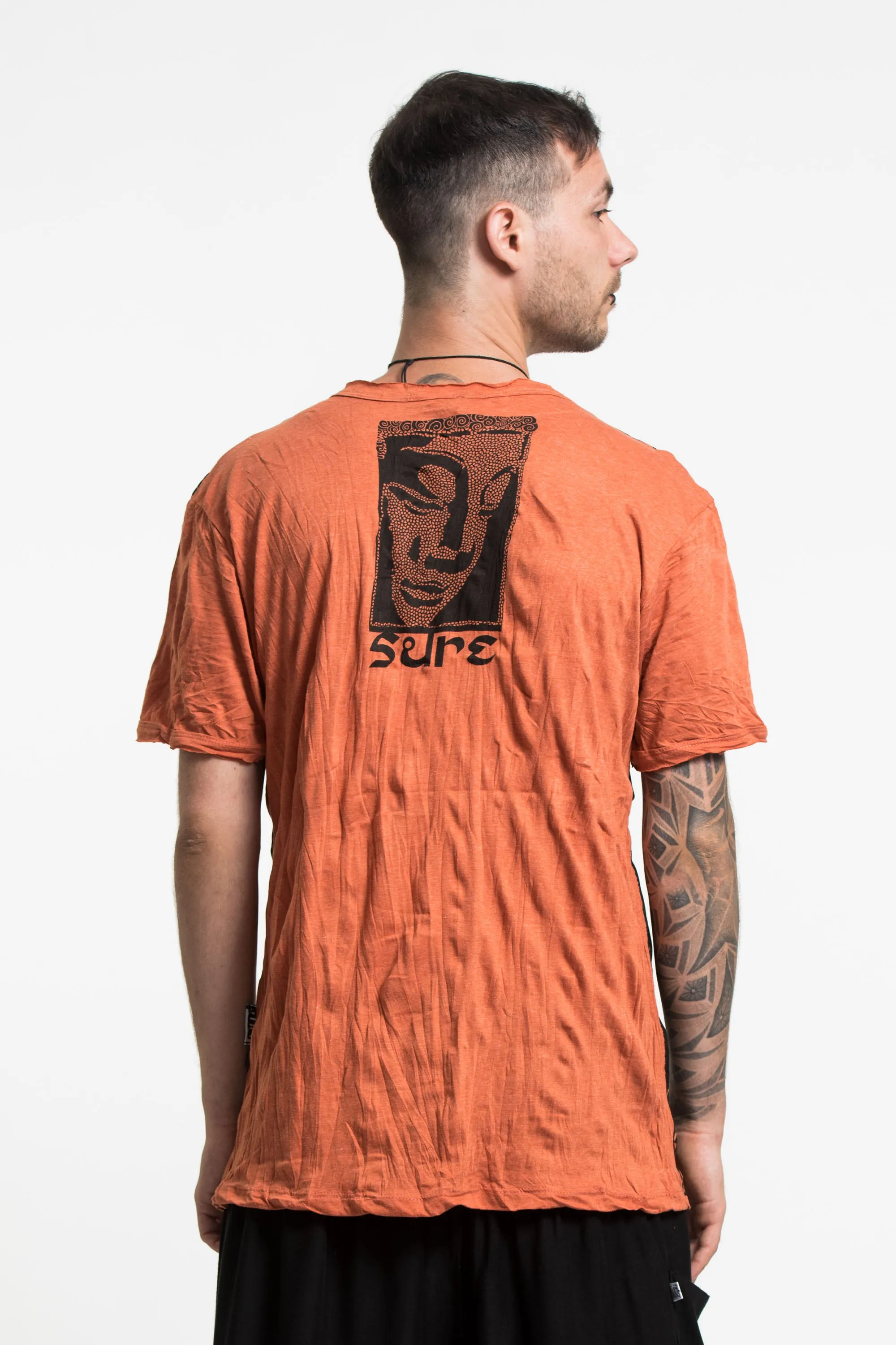 Mens Big Buddha Face T-Shirt in Orange