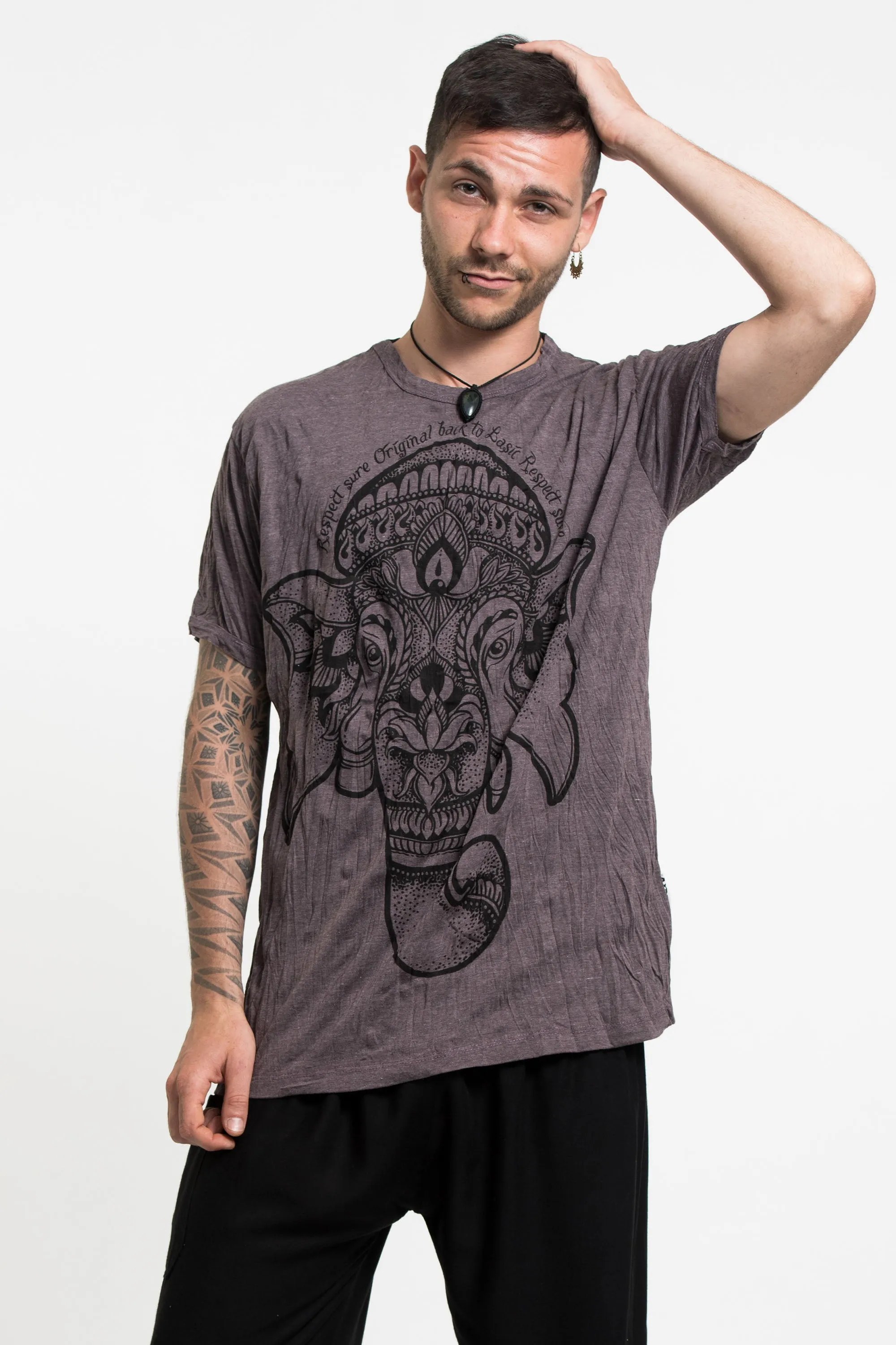 Mens Lotus Ganesh T-Shirt in Brown