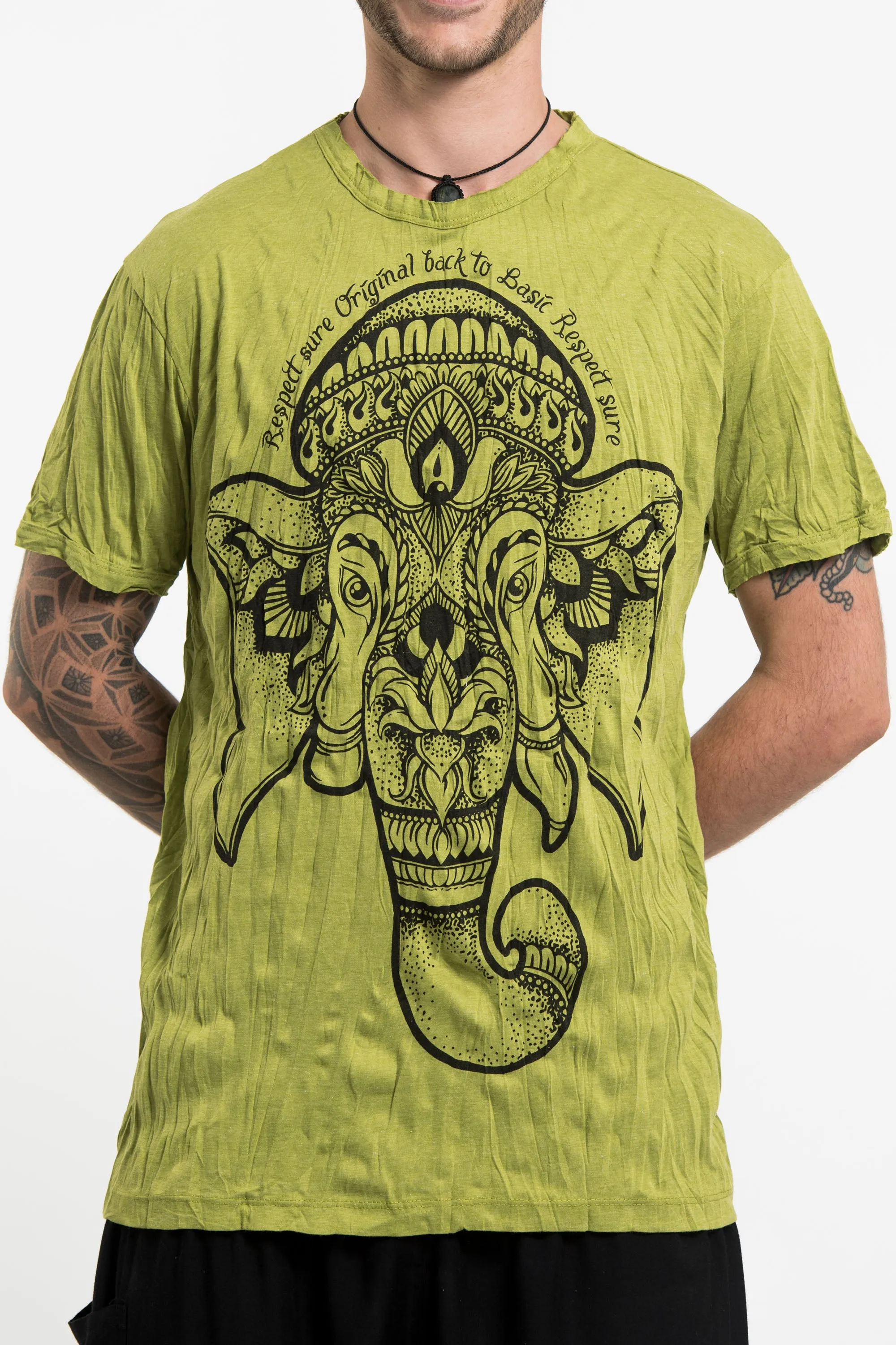 Mens Lotus Ganesh T-Shirt in Lime