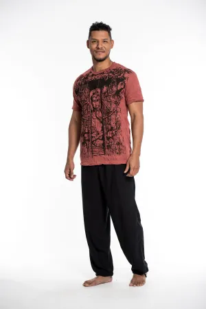 Mens Meditation Buddha T-Shirt in Brick