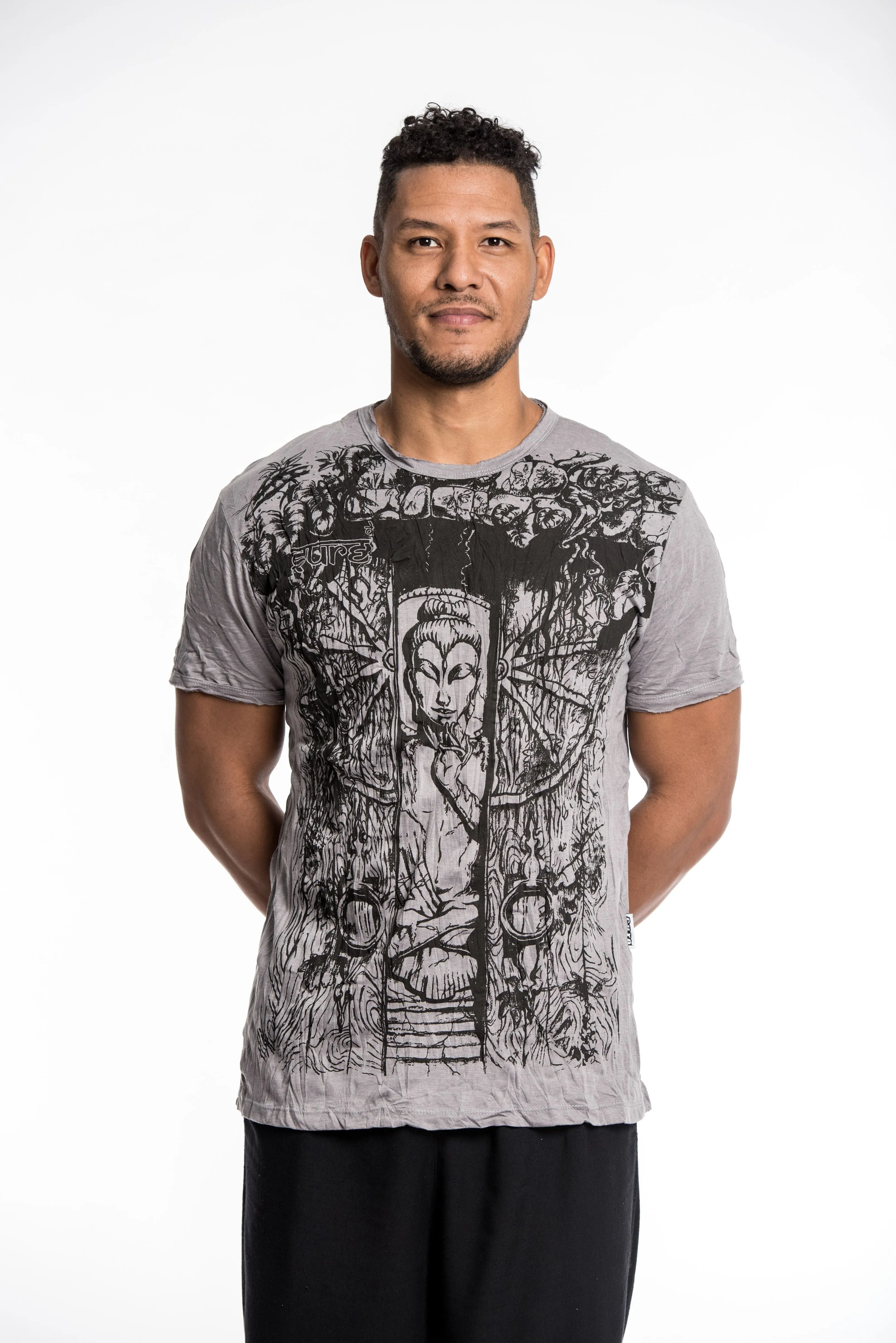 Mens Meditation Buddha T-Shirt in Gray