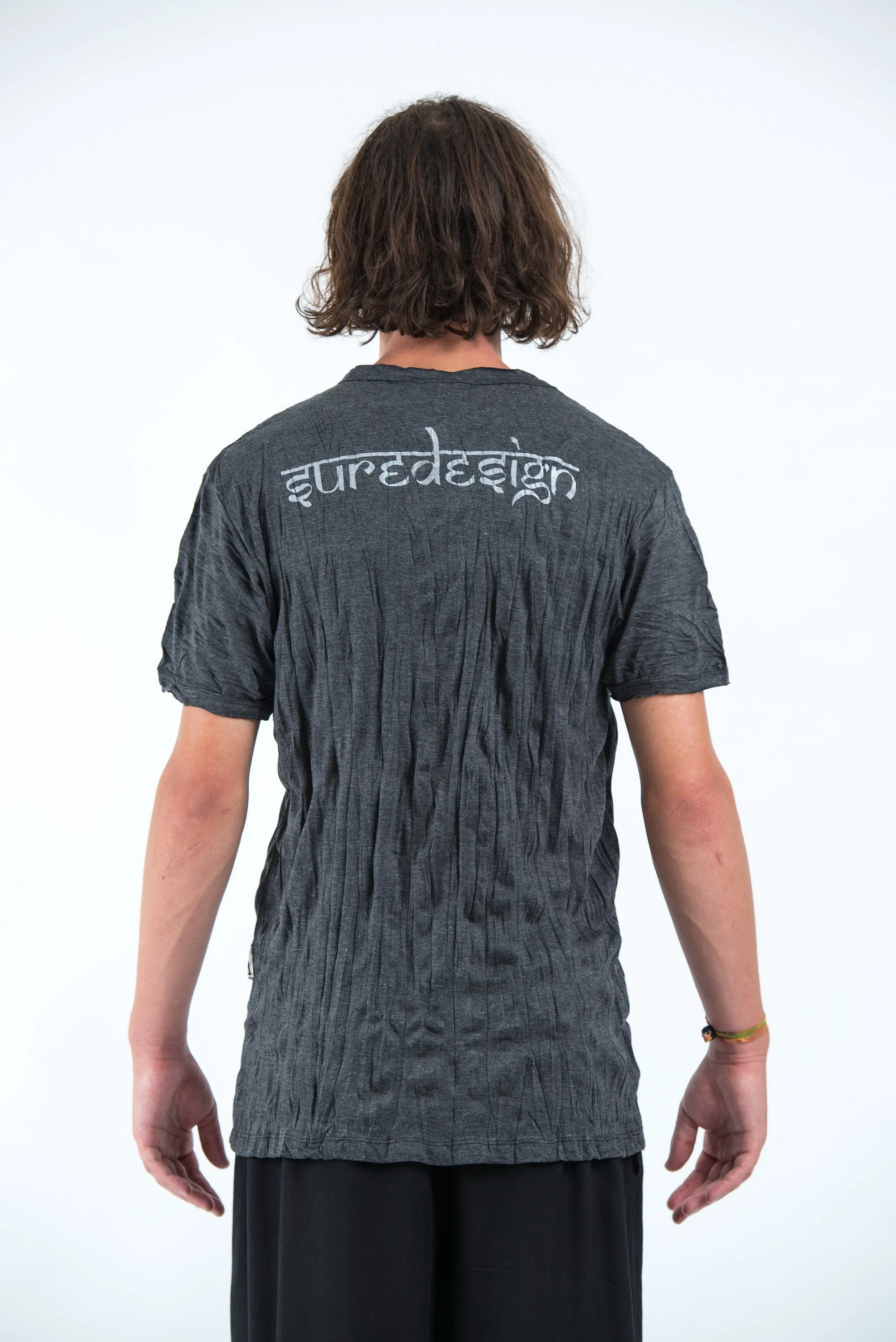 Mens Om and Koi Fish T-Shirt in Silver on Black