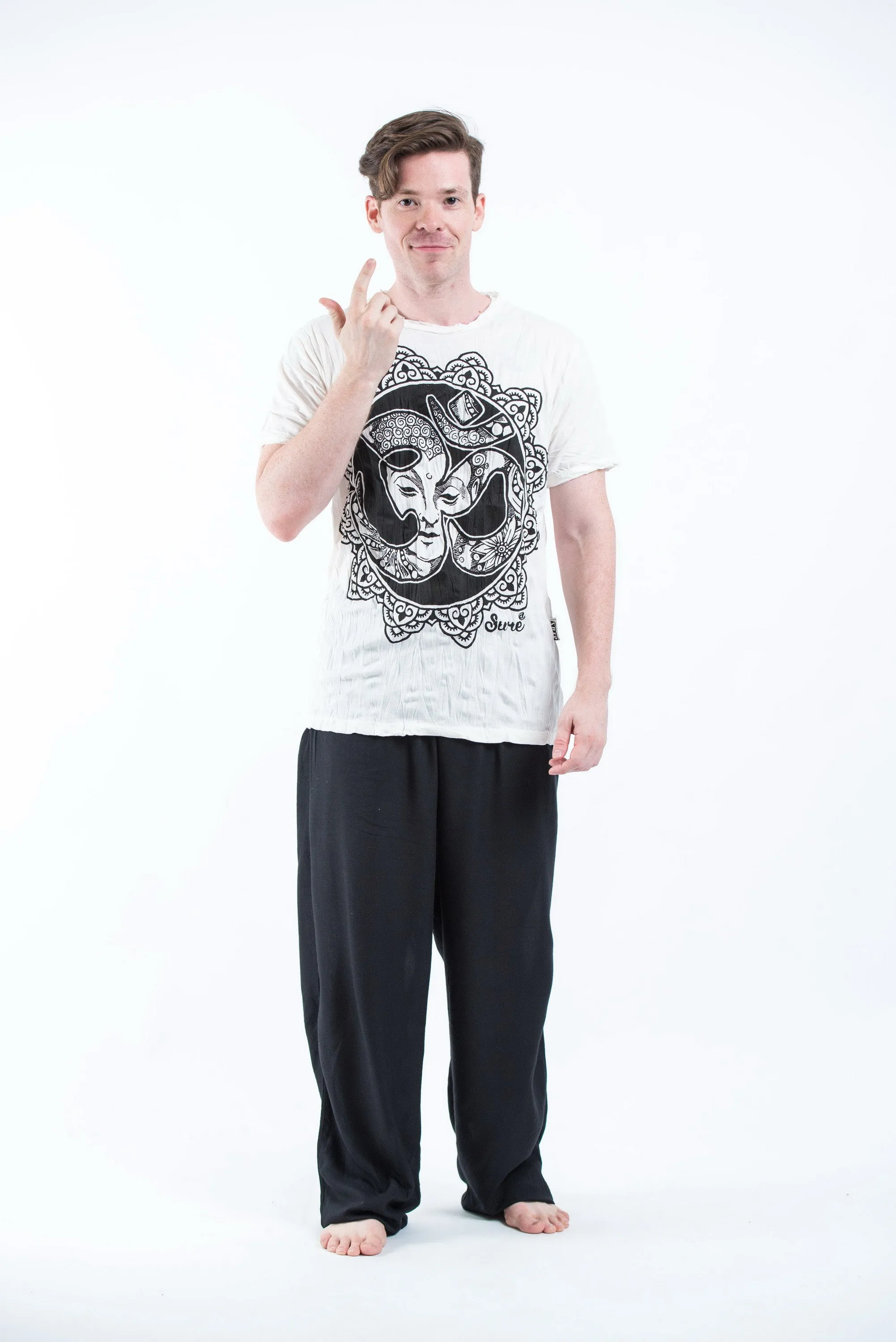 Mens Om Buddha Face T-Shirt in White