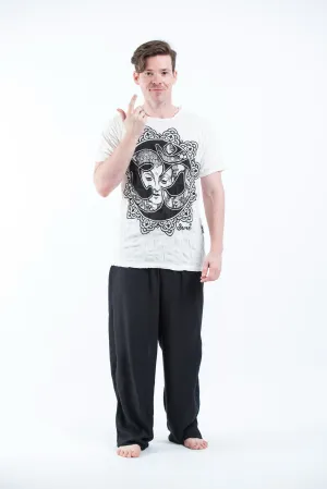 Mens Om Buddha Face T-Shirt in White