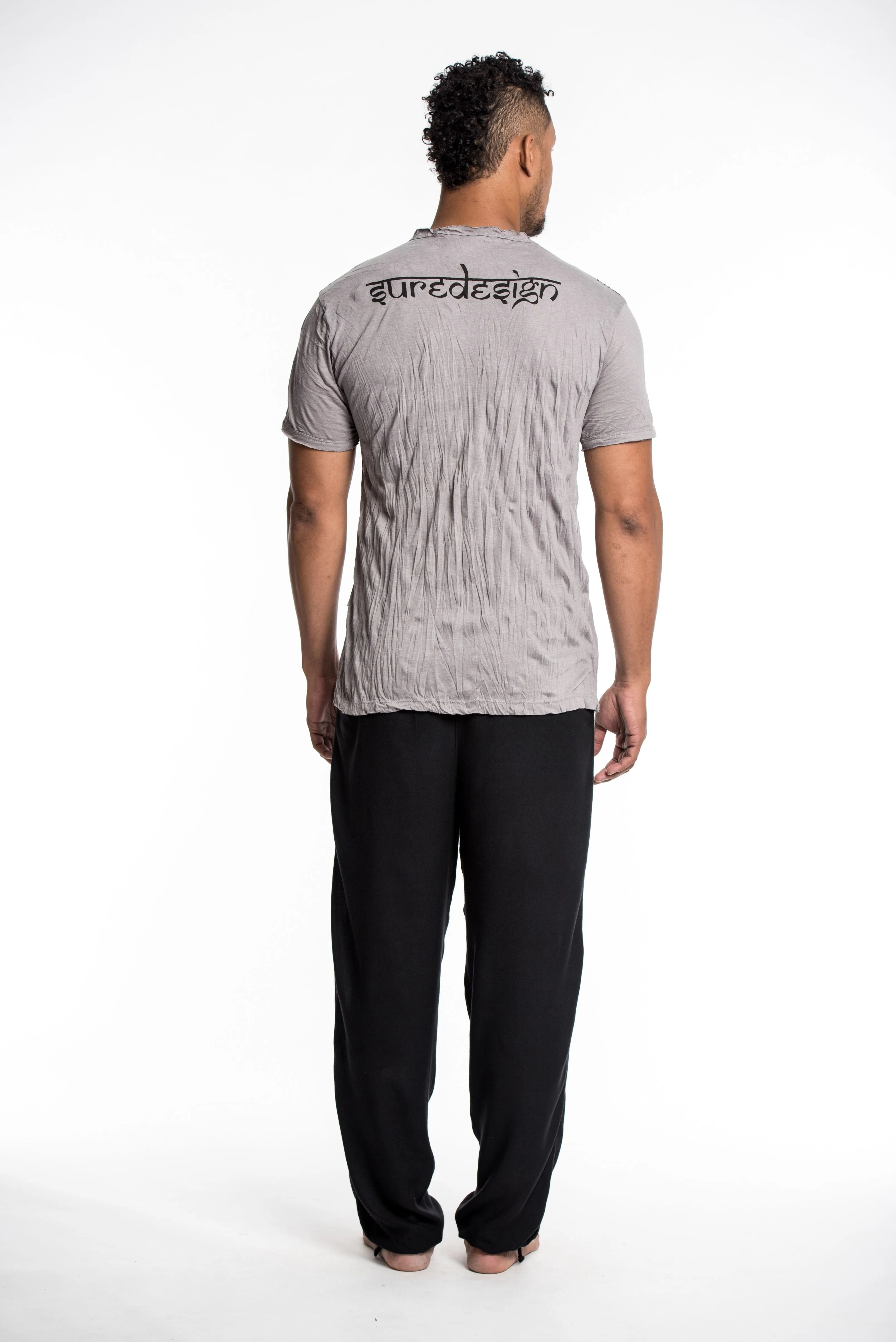 Mens Om Meditation Tree T-Shirt in Gray