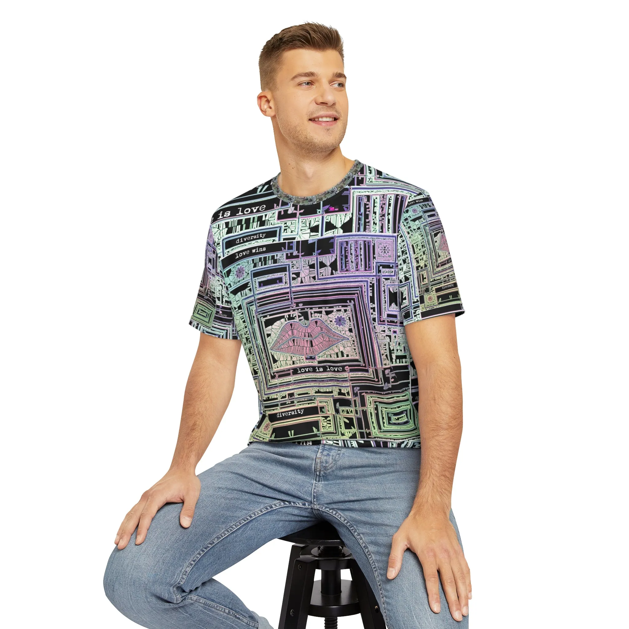 Men's Polyester Tee (AOP) LOVE IS LOVE