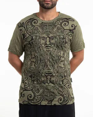 Mens Tribal Masks T-Shirt in Green