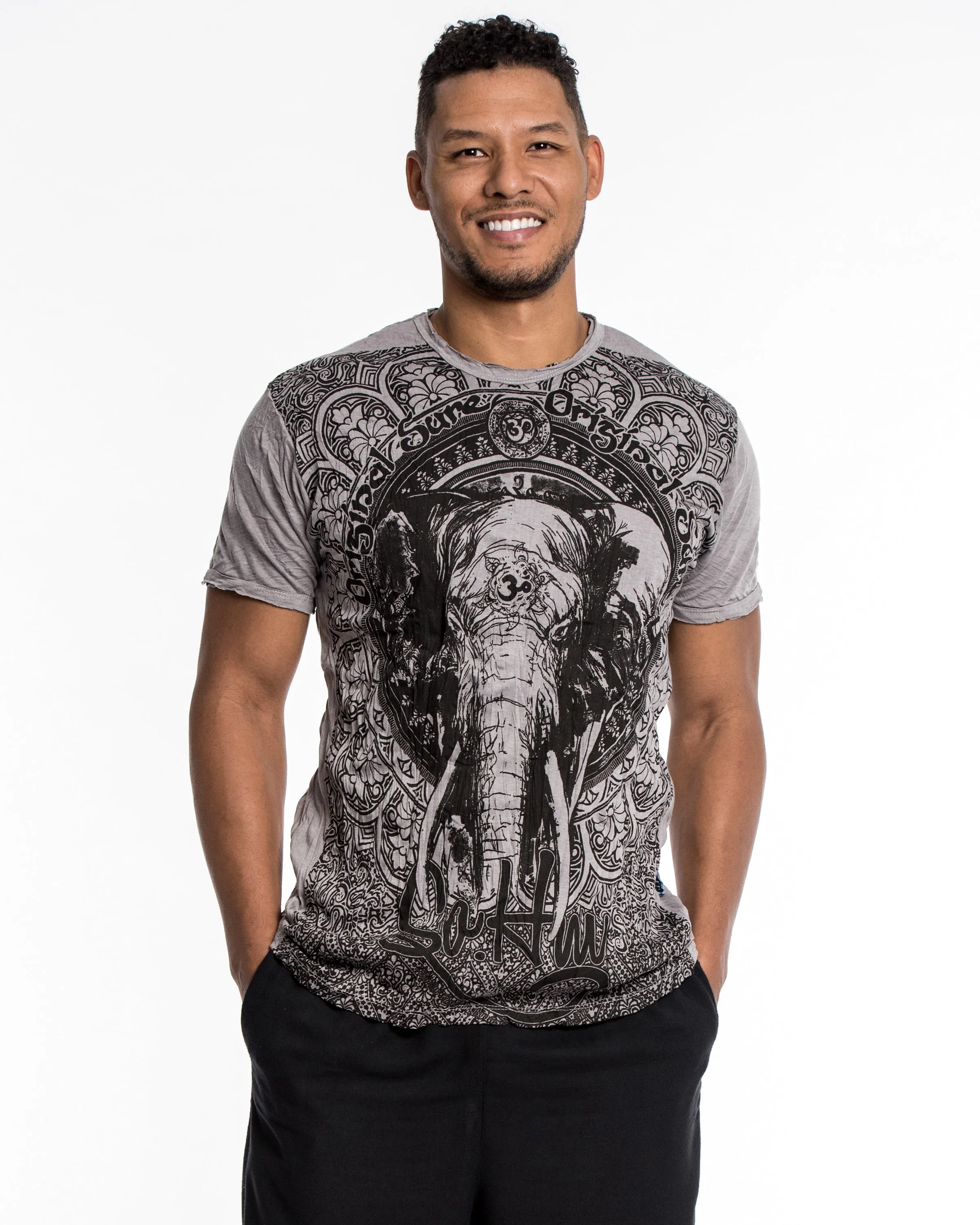 Mens Wild Elephant T-Shirt in Gray