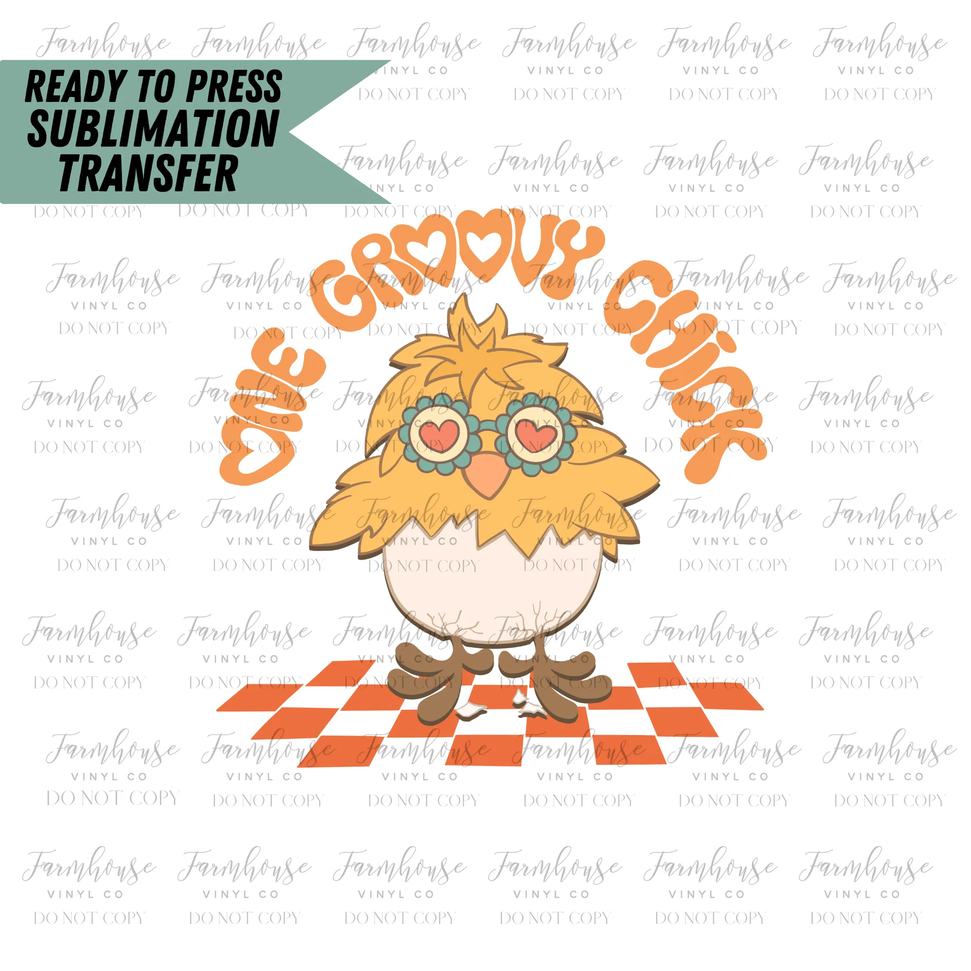 One Groovy Chick Retro Ready To Press Sublimation Transfer