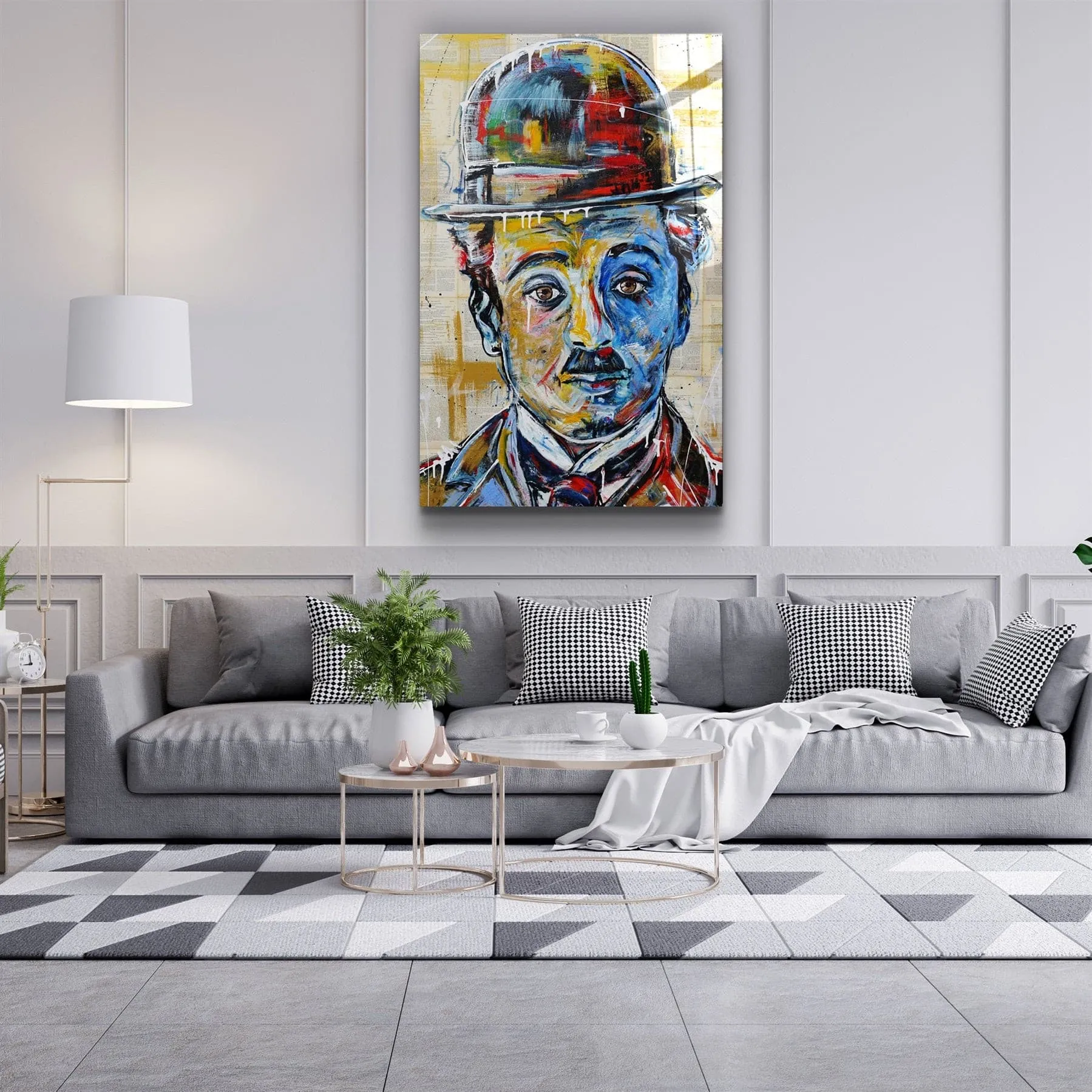 ・"Abstract Chaplin Portrait"・Glass Wall Art