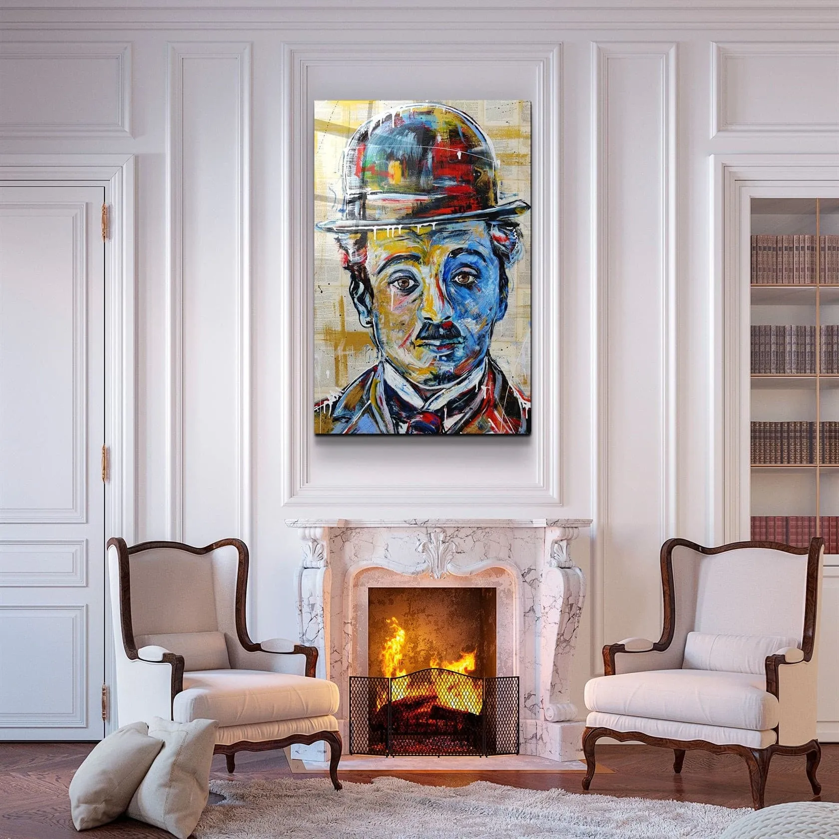 ・"Abstract Chaplin Portrait"・Glass Wall Art