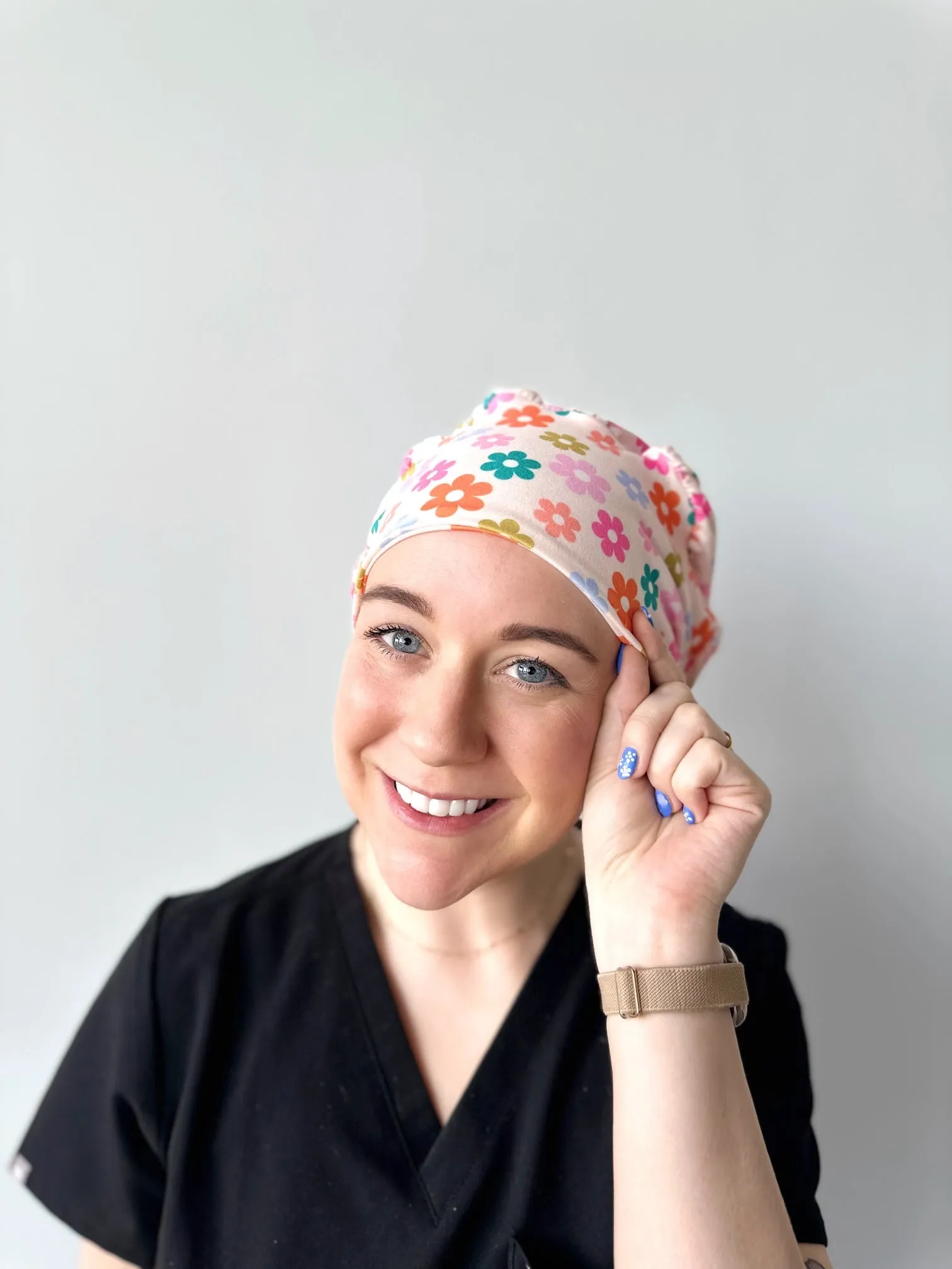Scrub Hat - Groovy Multicolor Daises