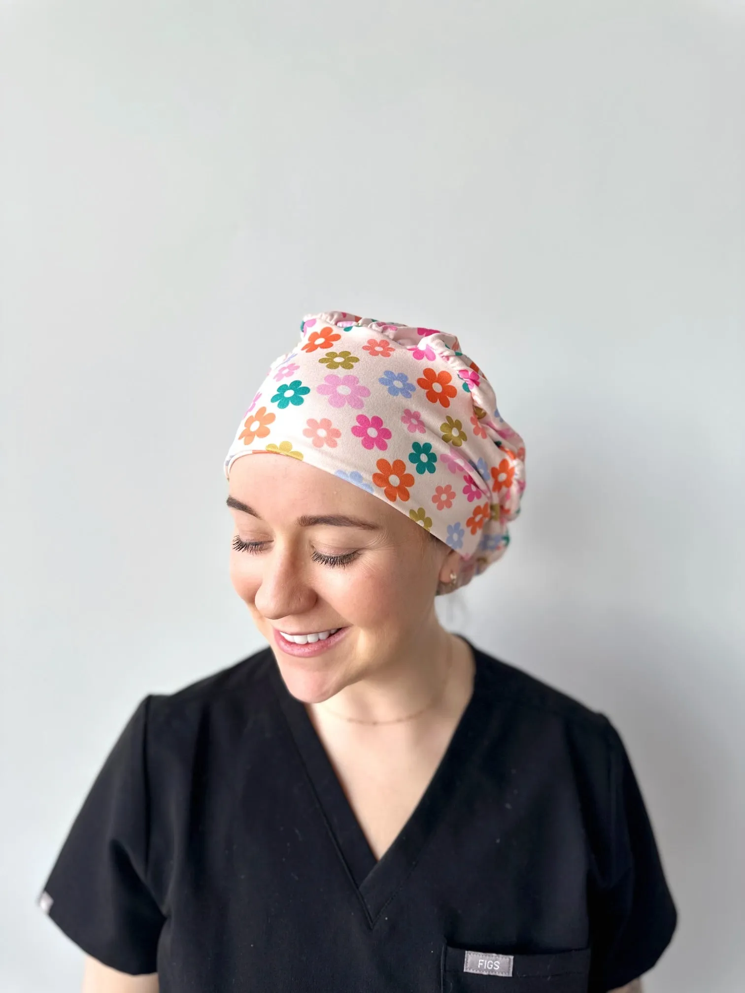 Scrub Hat - Groovy Multicolor Daises