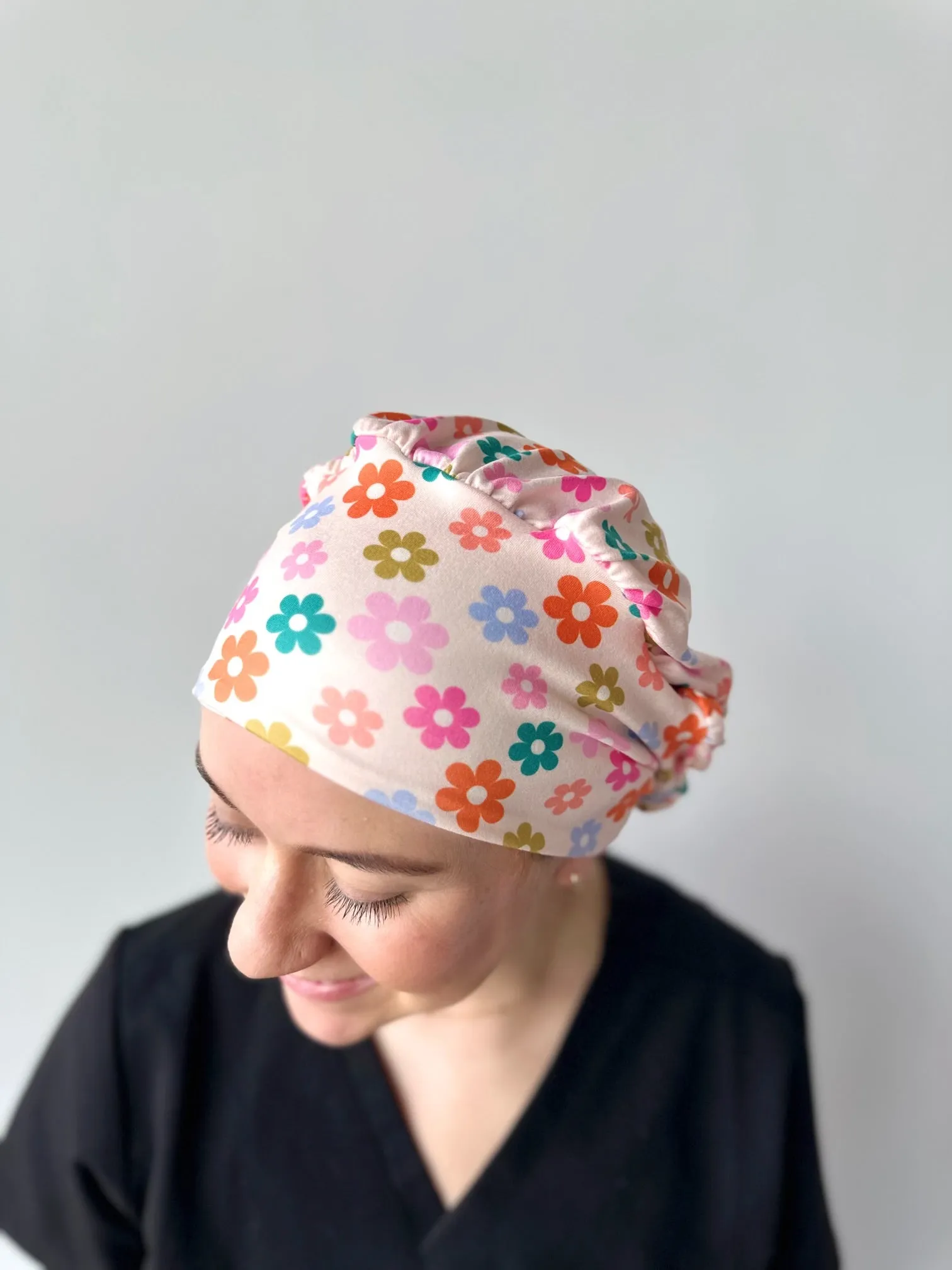 Scrub Hat - Groovy Multicolor Daises