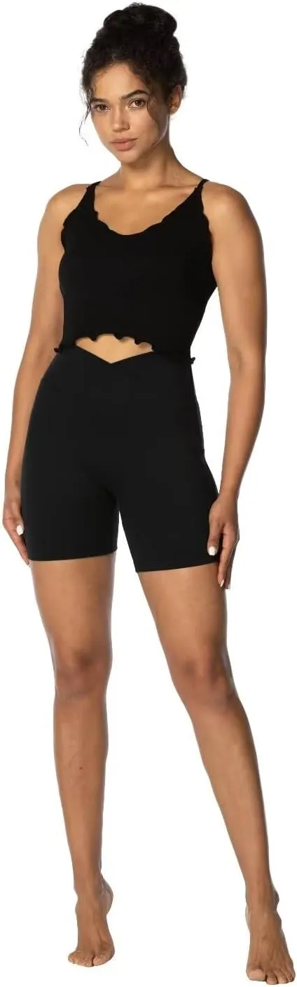 Sunzel Crossover Biker Shorts for Women, No Front Seam V High Waist Yoga Workout Gym Shorts with Tummy Control