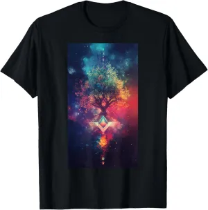 Surreal Tree Life Abstract Geometric Galaxy art T-Shirt