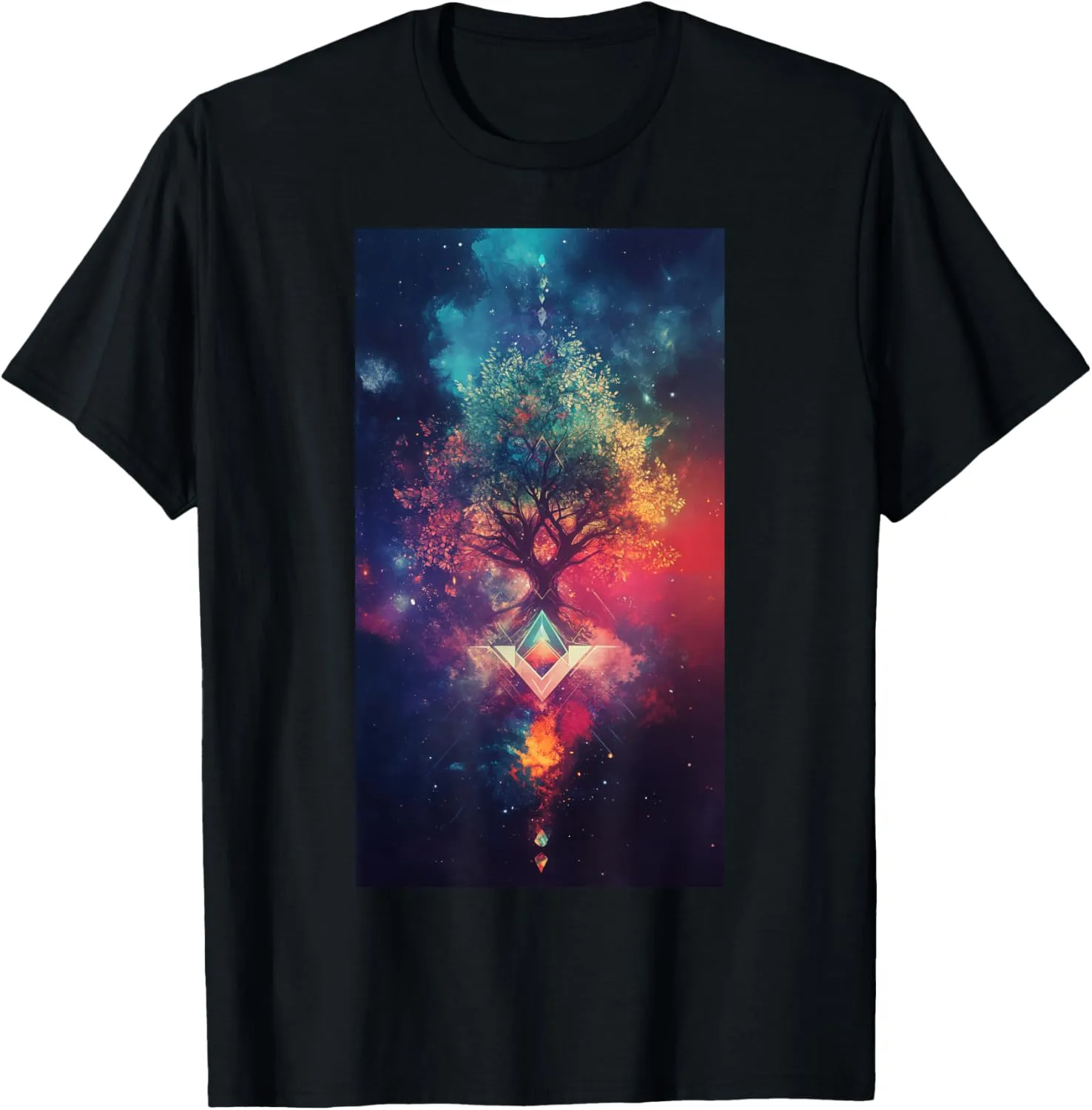 Surreal Tree Life Abstract Geometric Galaxy art T-Shirt