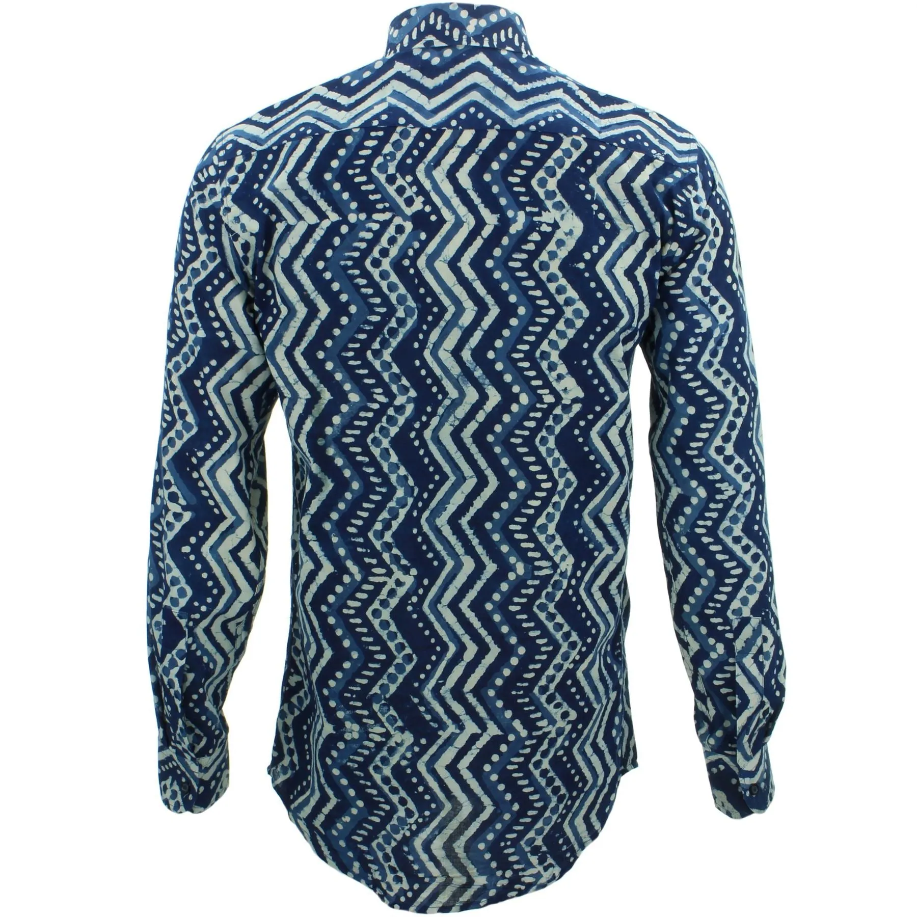 Tailored Fit Long Sleeve Shirt - Block Print - Zig Zags