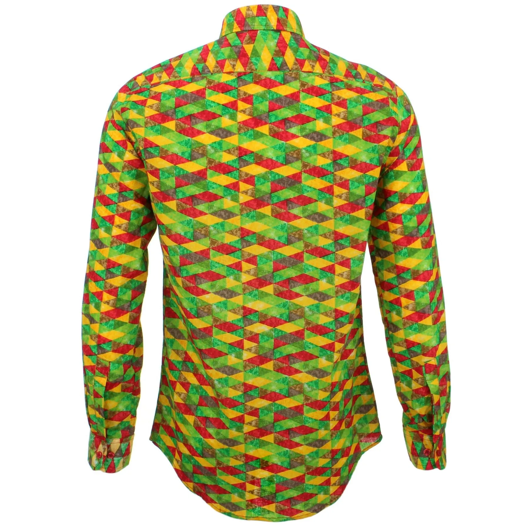 Tailored Fit Long Sleeve Shirt - Red Green Harlequin