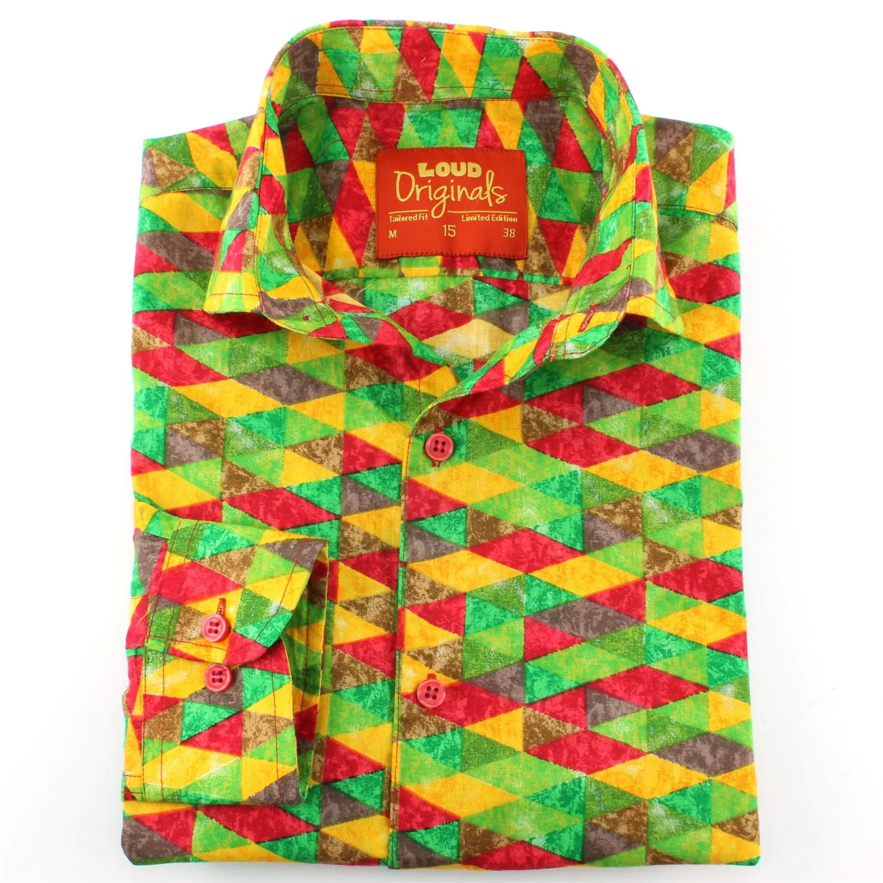 Tailored Fit Long Sleeve Shirt - Red Green Harlequin