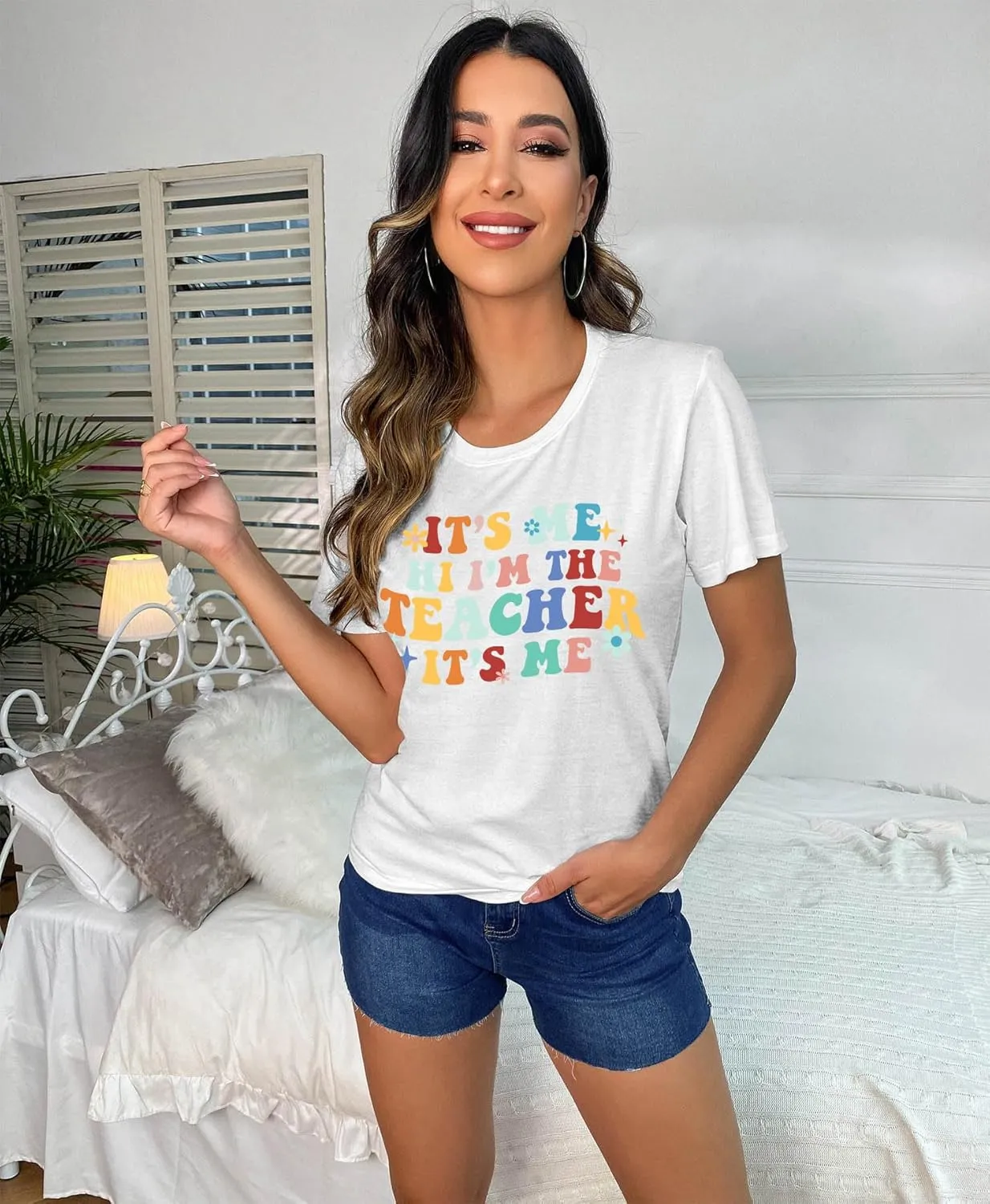 Teacher T-Shirt Women's Short Sleeve Life Shirt - Teacher's Day Gift, Back to School Tee Top