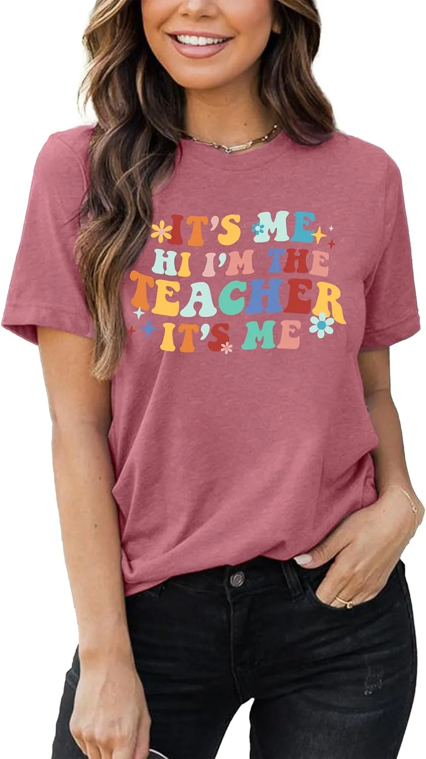 Teacher T-Shirt Women's Short Sleeve Life Shirt - Teacher's Day Gift, Back to School Tee Top
