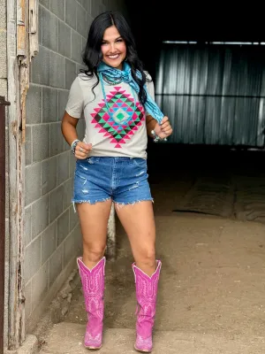 Texas True Threads Ryanne's Neon Aztec Tee