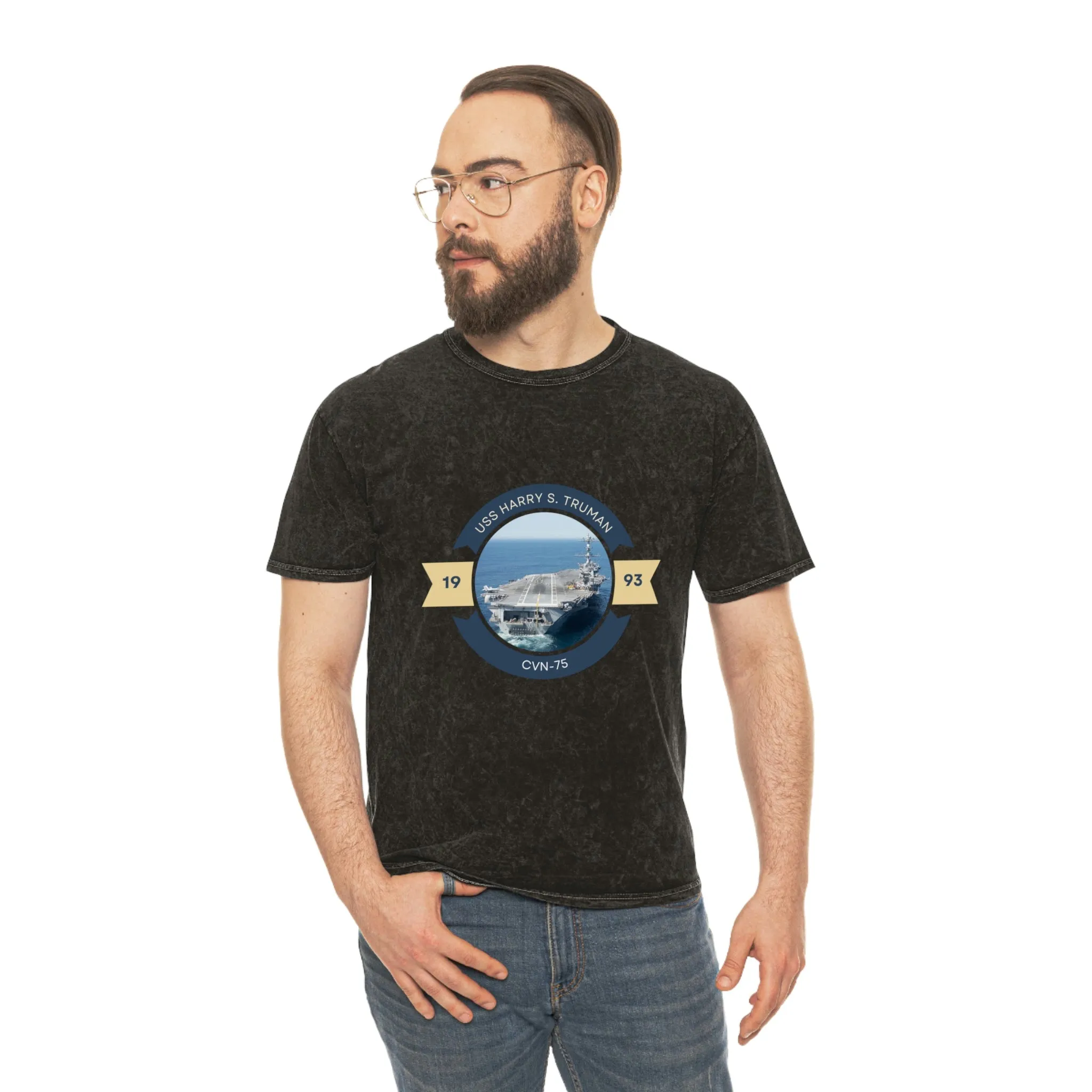 USS Harry S. Truman CVN-75 POD Navy Ship  Unisex Mineral Wash T-Shirt