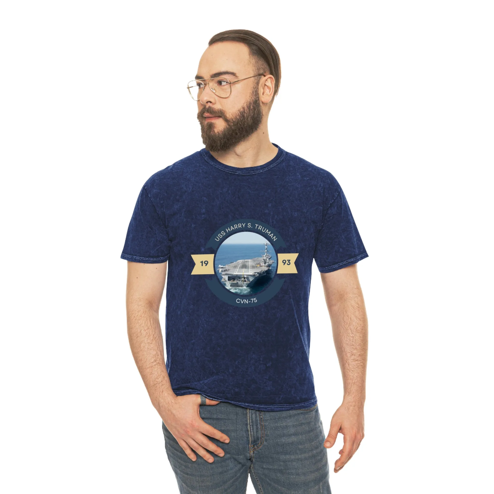 USS Harry S. Truman CVN-75 POD Navy Ship  Unisex Mineral Wash T-Shirt