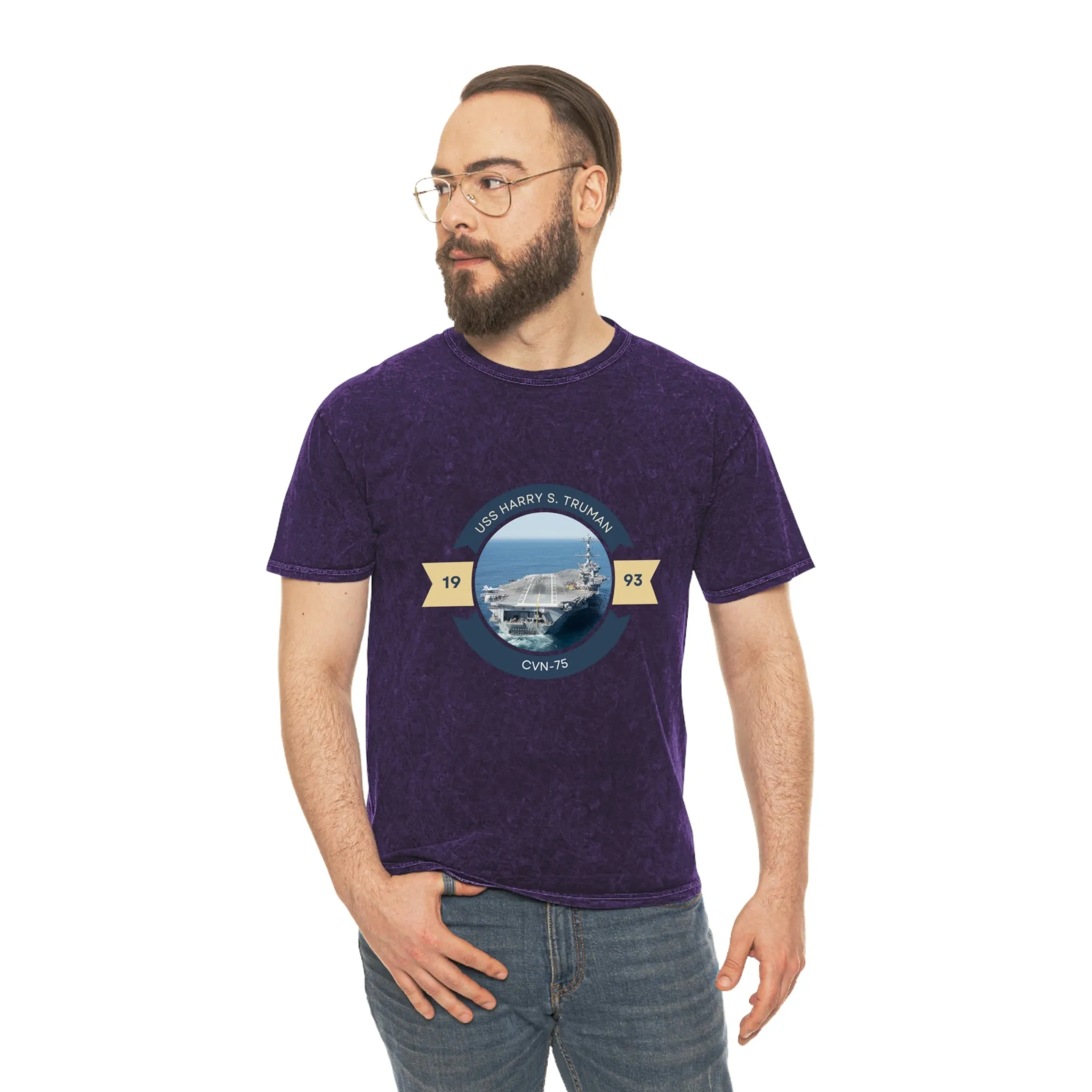 USS Harry S. Truman CVN-75 POD Navy Ship  Unisex Mineral Wash T-Shirt